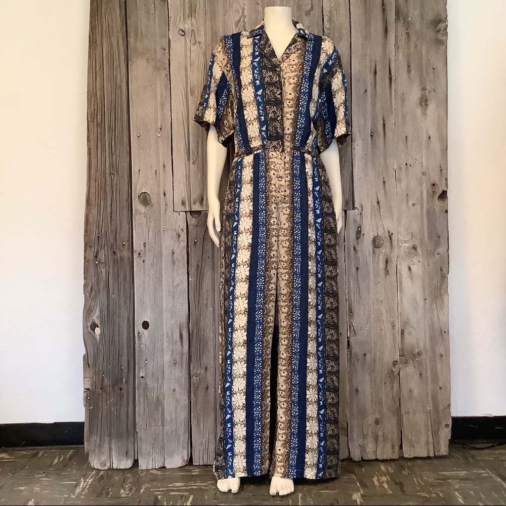 Vintage 90’s Studio 25 Romper / Jumpsuit - Tiki Hawaiian Themed 
Tag size: XL